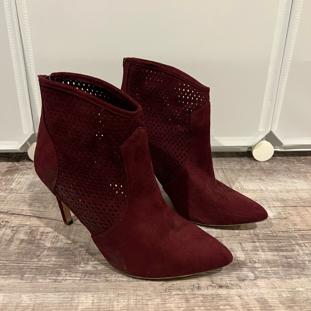 Burgundy Pointed Toe Booties